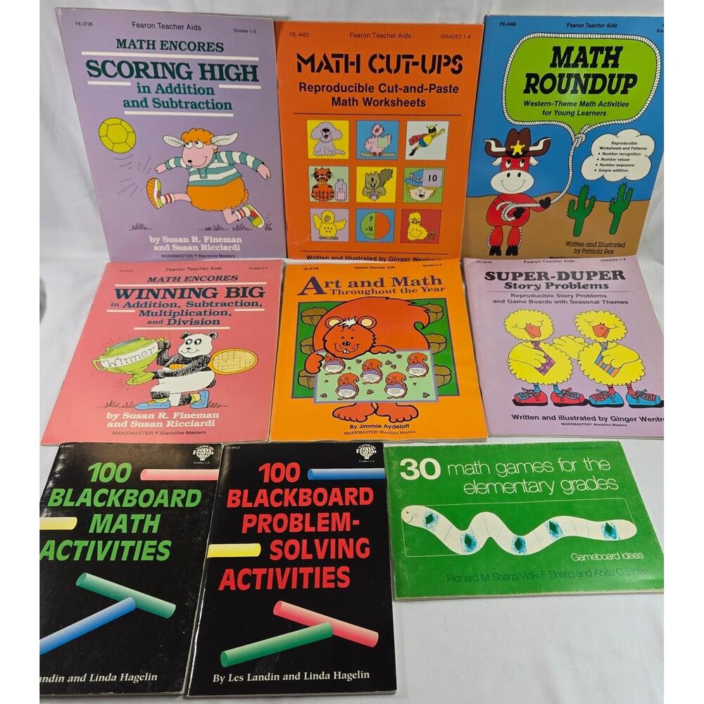 Fearon Teacher Aids Math Workbooks Lot of 9 Classroom Homeschool Reproducibles